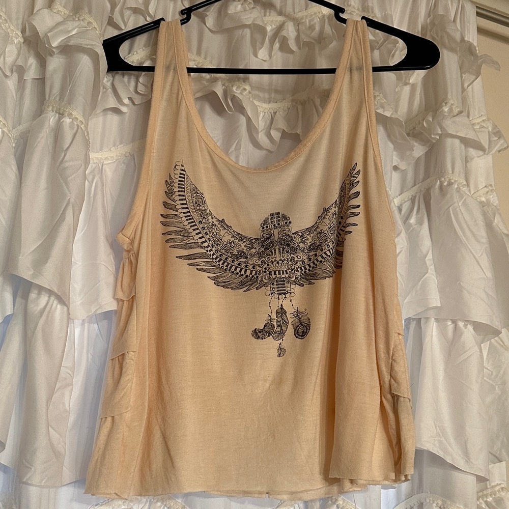 Eagle Print Cream Tank Top